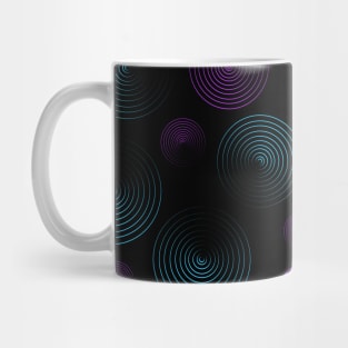 Concentrated blue and violet circles pattern on black. Mug